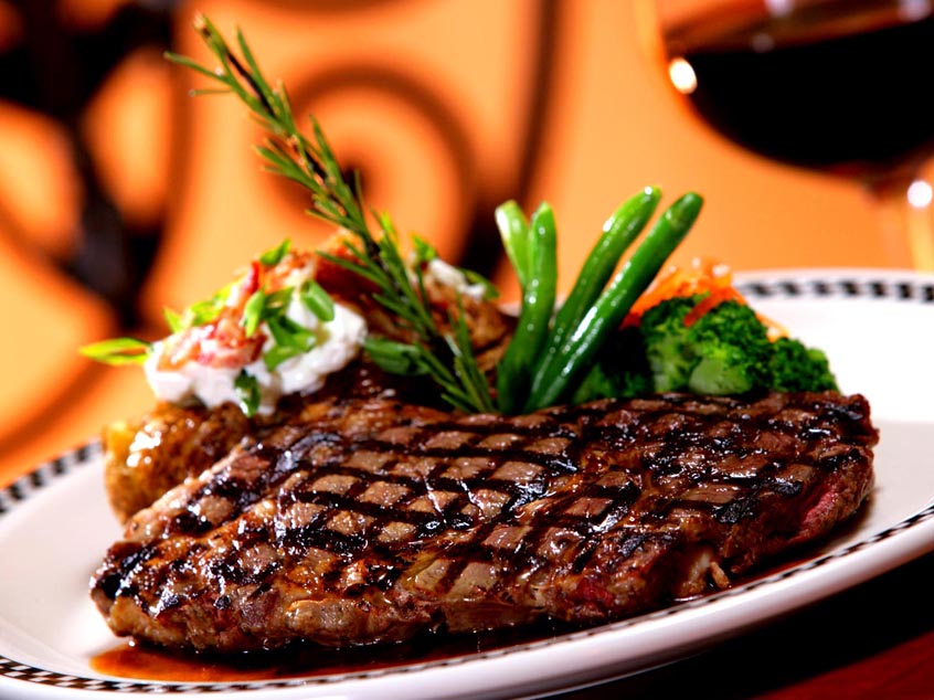 Steak on a white plate